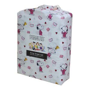Peanuts Snoopy King Sheet Set By Berkshire Polyester Valentines Print Letters